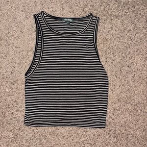 Wild fable Striped Black and White Tank Top